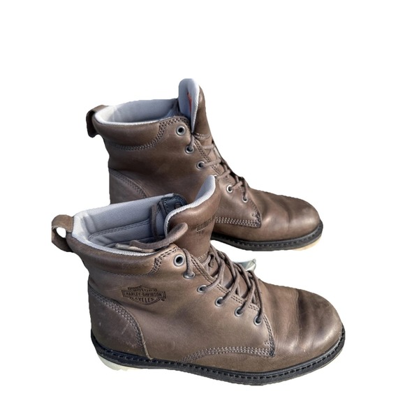 Harley-Davidson Boots Mens Size 9  Leather Lace Up Wedge Motorcycle D93775 Read - Picture 1 of 13